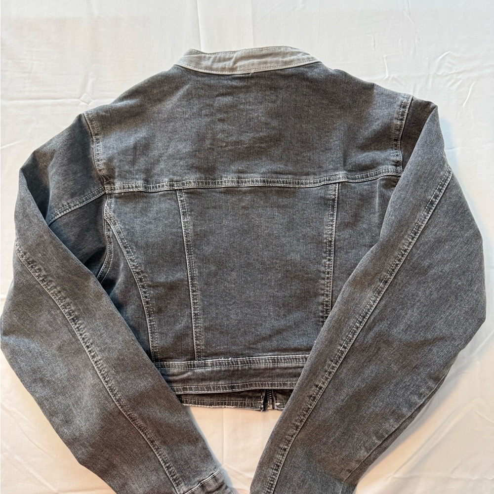 American Bazi Two-Tone Gray Denim Moto Jacket - Picture 4 of 4